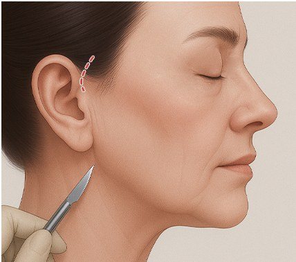 미니거상 수술방법 1단계 맞춤 절개 일러스트