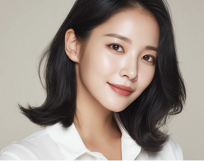 단발머리 여성 모델의 얼굴 프로필 사진